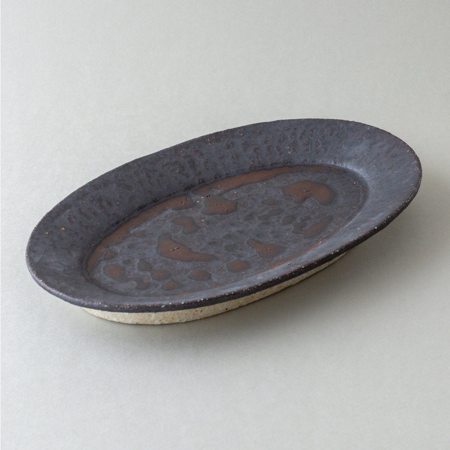 オーバル皿 大 黒釉 #1