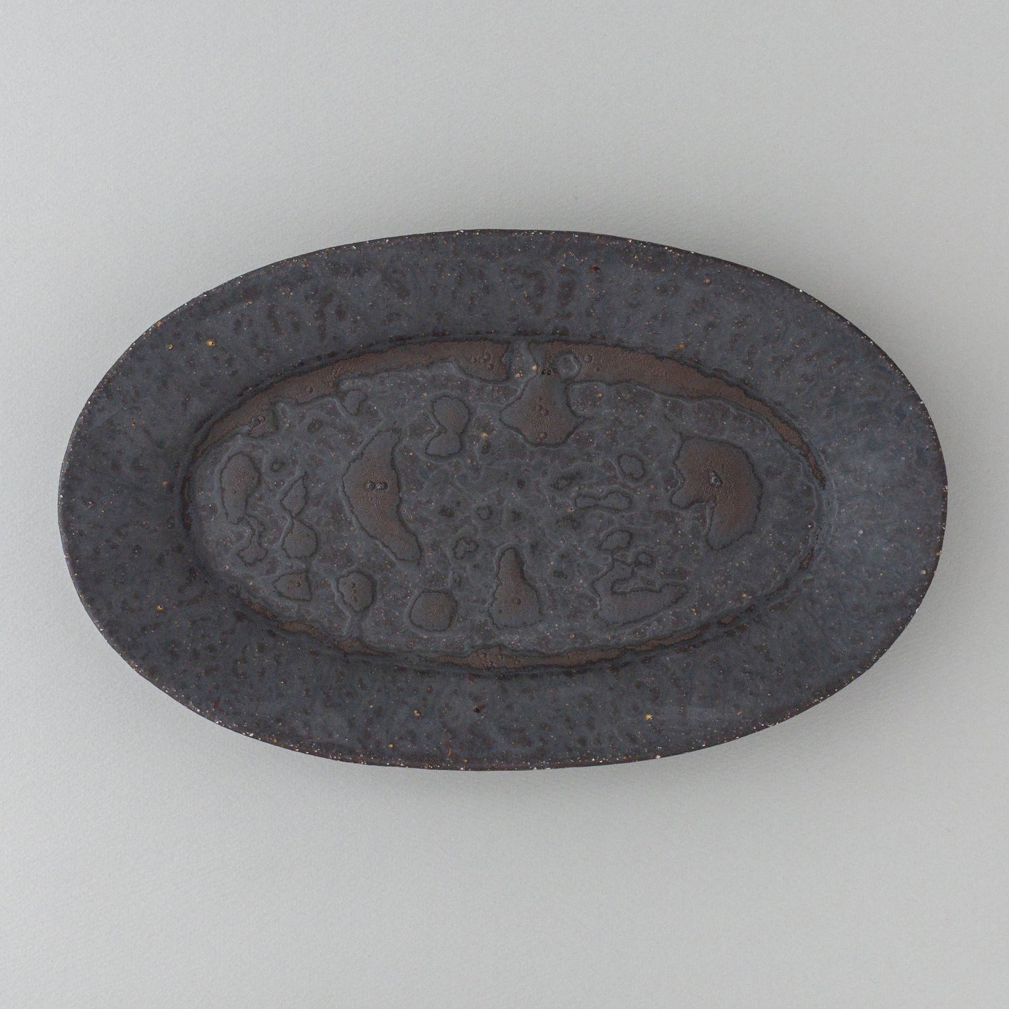 オーバル皿 大 黒釉 #1