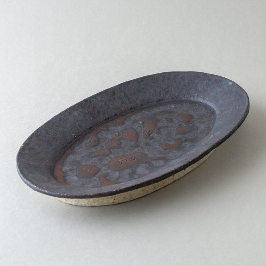 オーバル皿 大 黒釉 #3