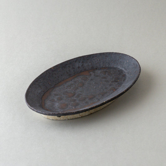 オーバル皿 中 黒釉 #1