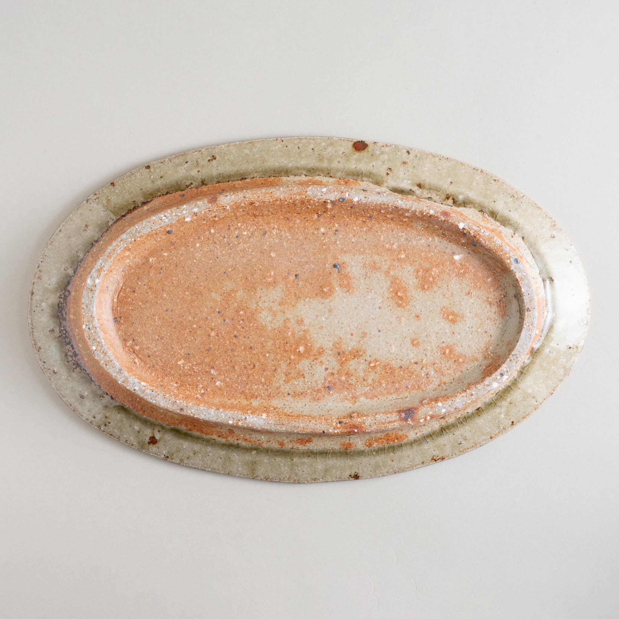宮城正幸さん（宮城陶器）の青磁釉オーバル皿・小 2枚セット - 食器